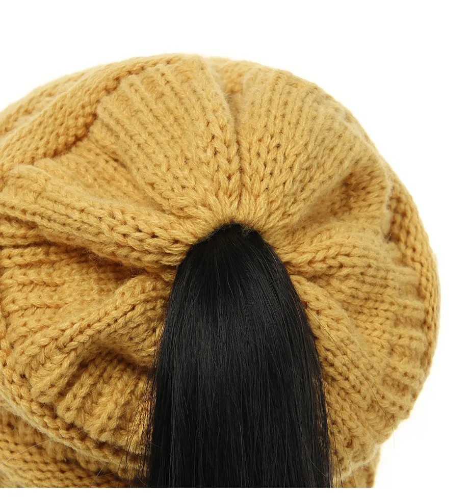 Soft Knit Ponytail Beanie