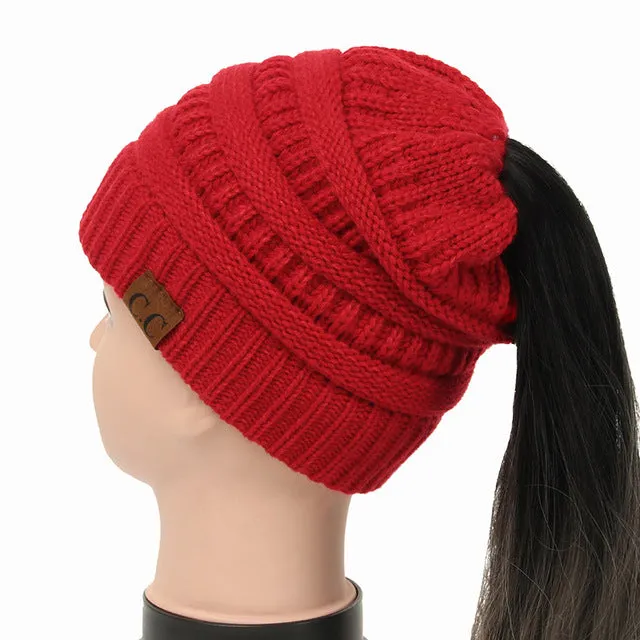 Soft Knit Ponytail Beanie