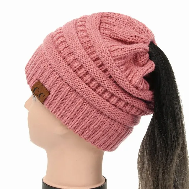 Soft Knit Ponytail Beanie