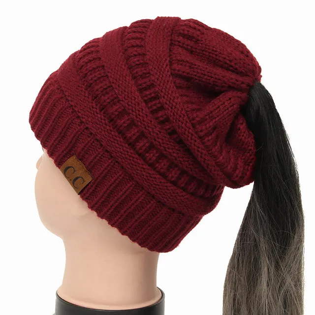 Soft Knit Ponytail Beanie