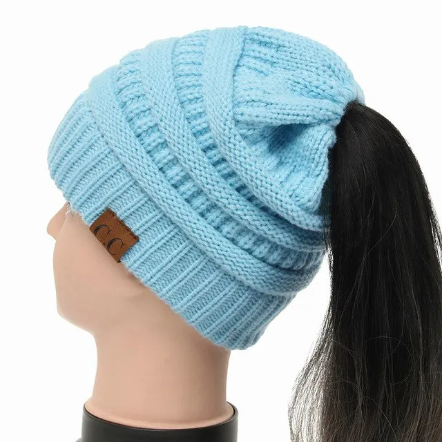 Soft Knit Ponytail Beanie