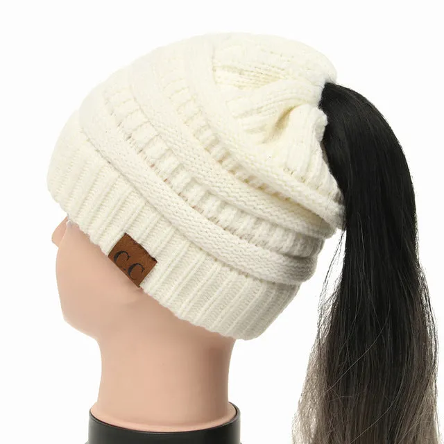 Soft Knit Ponytail Beanie