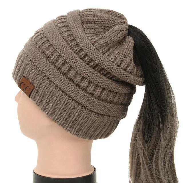 Soft Knit Ponytail Beanie