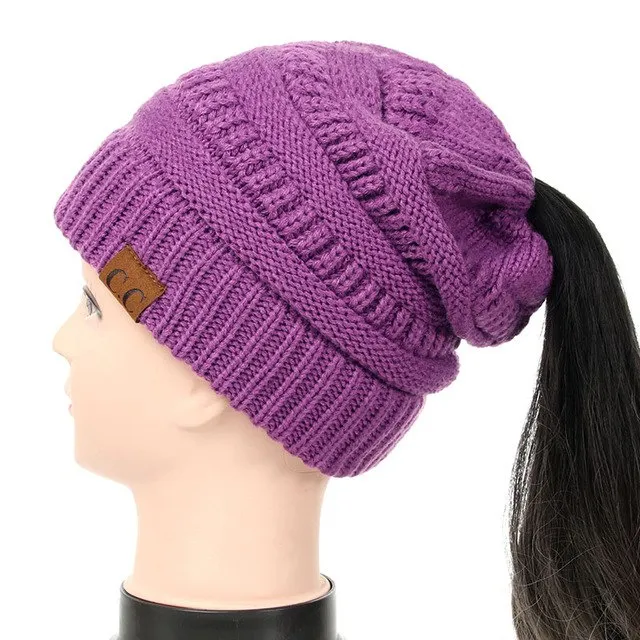 Soft Knit Ponytail Beanie