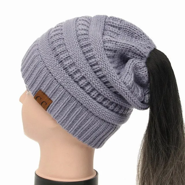 Soft Knit Ponytail Beanie