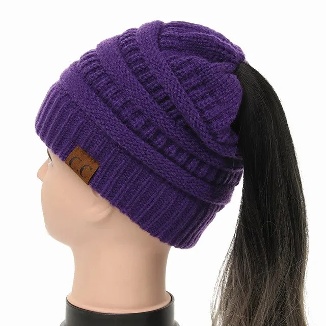 Soft Knit Ponytail Beanie