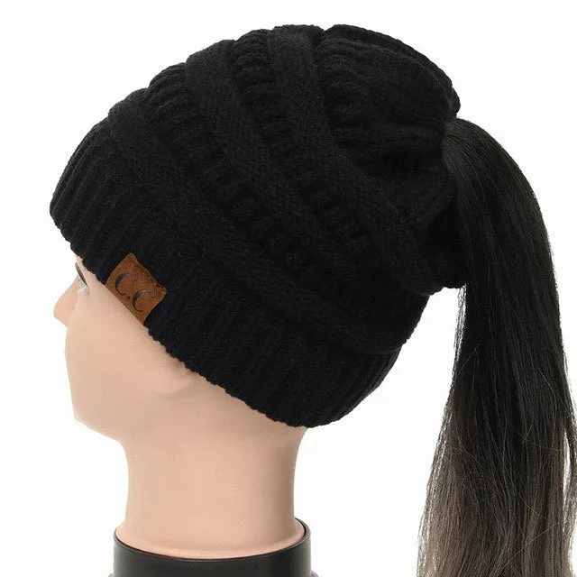 Soft Knit Ponytail Beanie