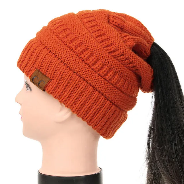 Soft Knit Ponytail Beanie