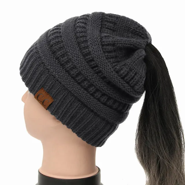 Soft Knit Ponytail Beanie