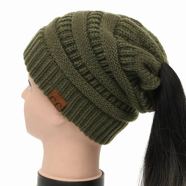 Soft Knit Ponytail Beanie