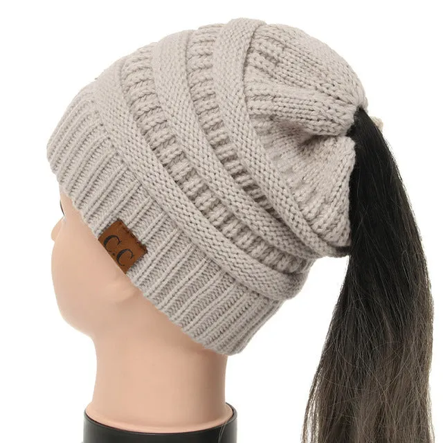 Soft Knit Ponytail Beanie