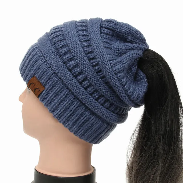 Soft Knit Ponytail Beanie