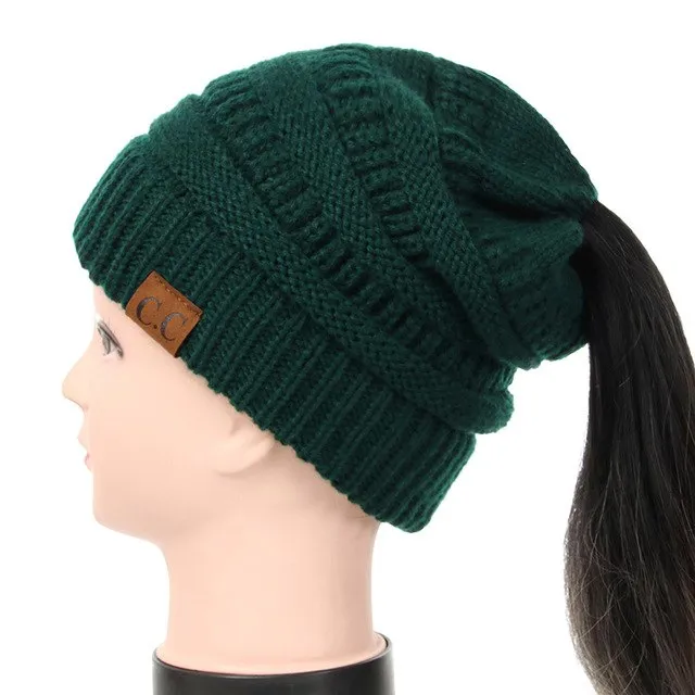 Soft Knit Ponytail Beanie