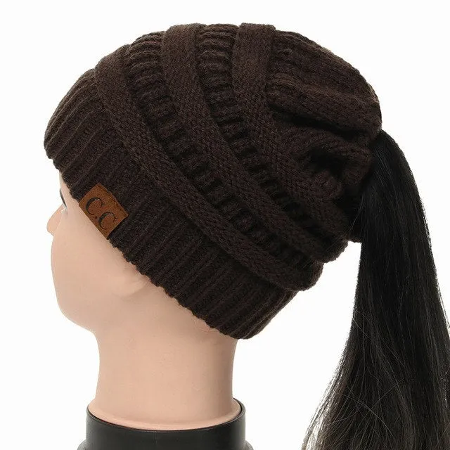 Soft Knit Ponytail Beanie