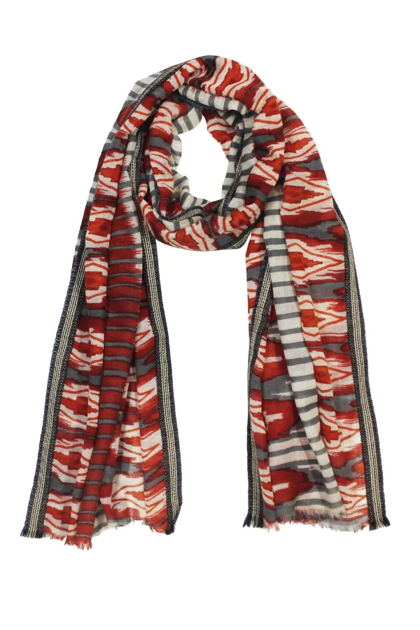 Sophisticated Red & Grey Scarf