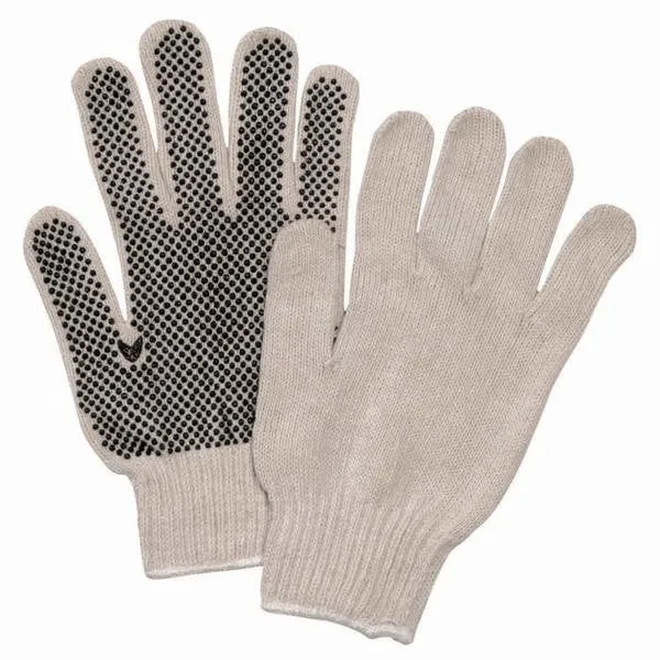 String Knit Cotton Gloves with PVC Dots (Single Side)