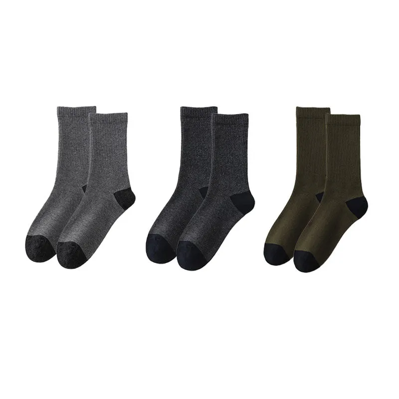 Sweetnana 3-Pack Men's Color-Block Casual Socks Cotton Crew Socks Comfortable Seamless Socks