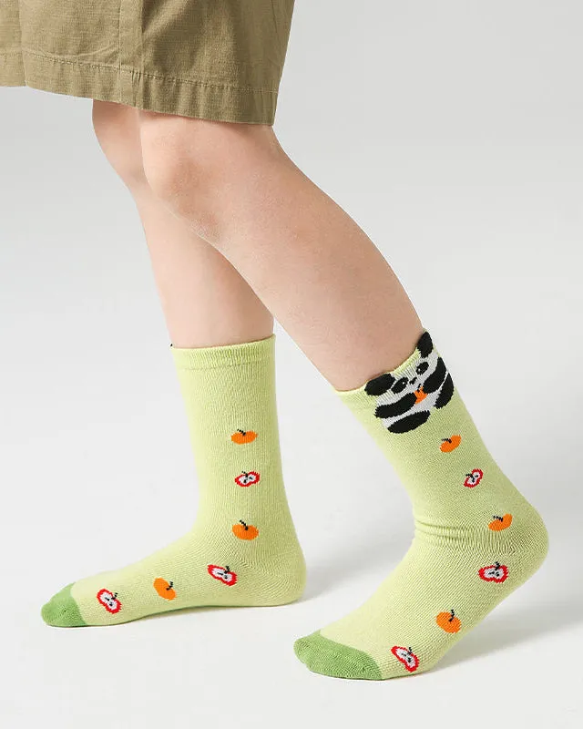 Sweetnana 4-Pack "Double Happy" Series Children's Seamless Socks: Kids Creative Fun Novelty Design Crew Socks for Spring/Summer Absorb-Sweat Cozy Socks.