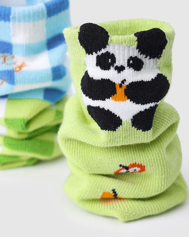 Sweetnana 4-Pack "Double Happy" Series Children's Seamless Socks: Kids Creative Fun Novelty Design Crew Socks for Spring/Summer Absorb-Sweat Cozy Socks.