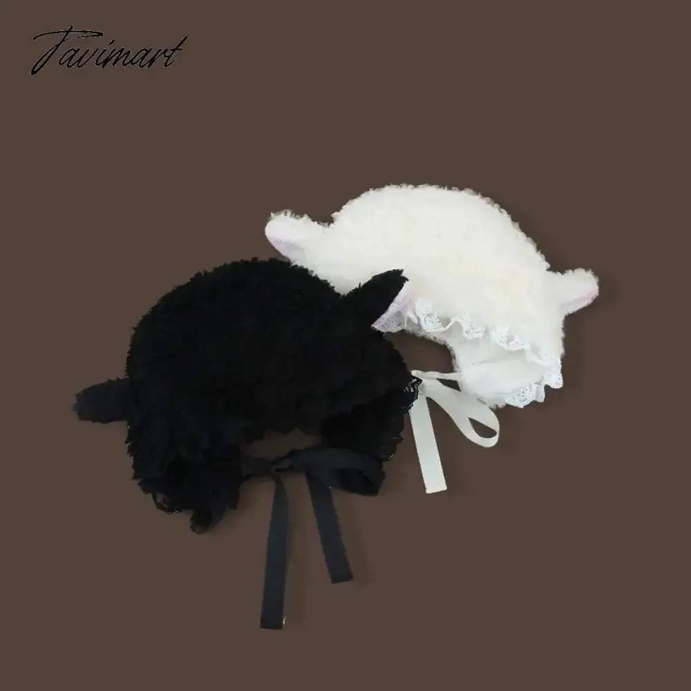 Tavimart Soft Lovely Lamb Cosplay Bucket Hat Outdoors Warm Winter Outdoors Hats Cosplay Hat Fluffy Hats Fluffy Costume Hats Gift