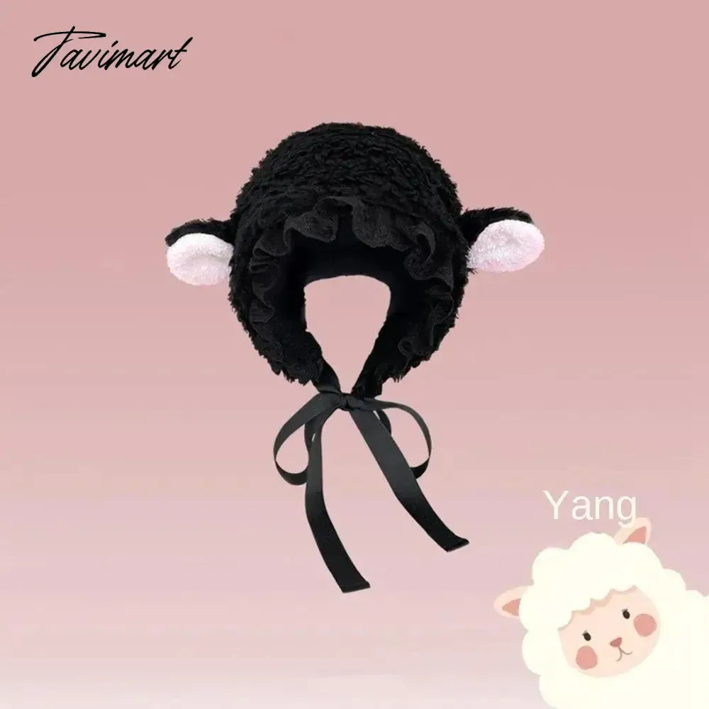 Tavimart Soft Lovely Lamb Cosplay Bucket Hat Outdoors Warm Winter Outdoors Hats Cosplay Hat Fluffy Hats Fluffy Costume Hats Gift