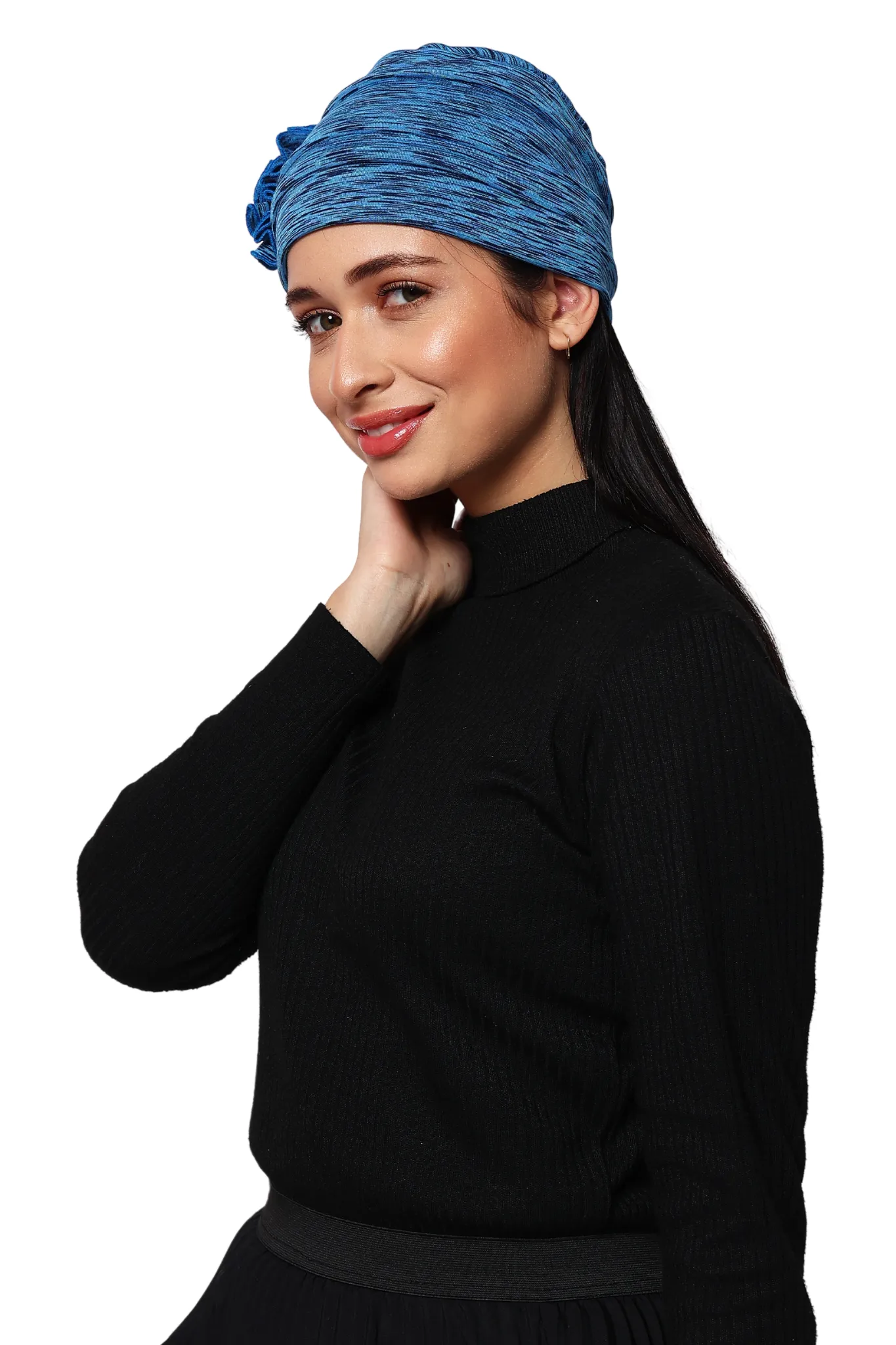 The Headscarves Women Side Flower Headcap winter wear Wool Free Size