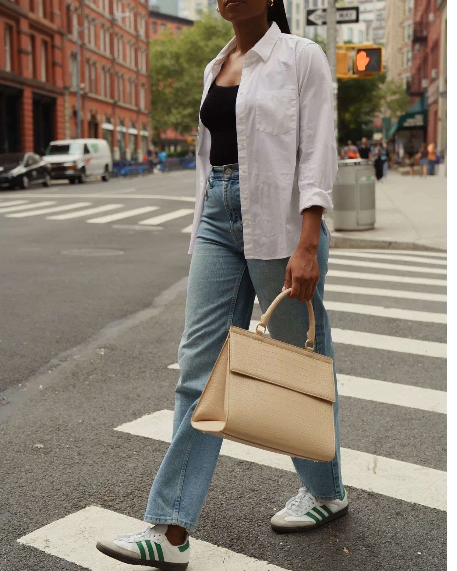 The Large Luncher - Cream Croc | Designer Lunch Bags & Totes