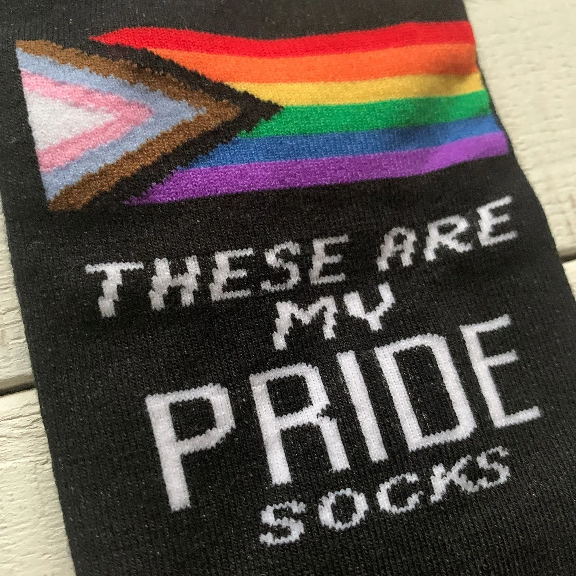 These Are My Pride Socks | LGBTQ  Rainbow and Black | Gift for Her Him They