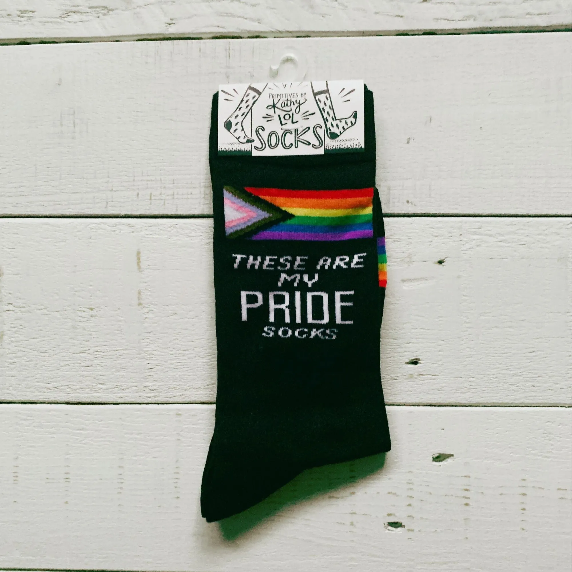 These Are My Pride Socks | LGBTQ  Rainbow and Black | Gift for Her Him They