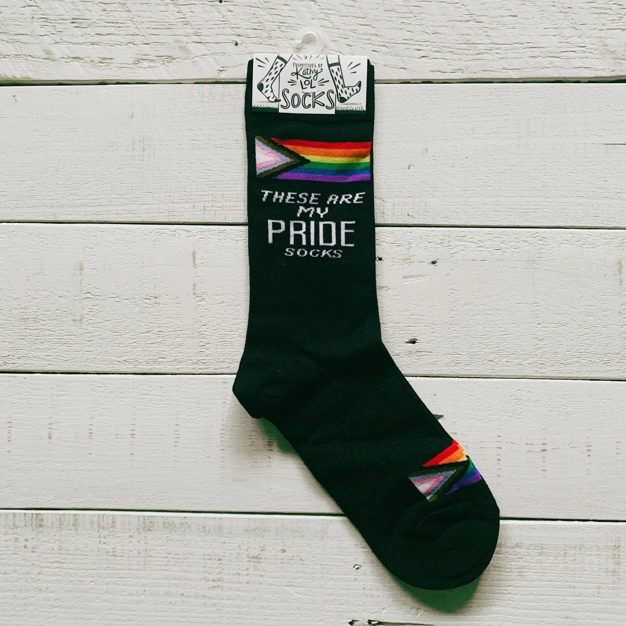 These Are My Pride Socks | LGBTQ  Rainbow and Black | Gift for Her Him They