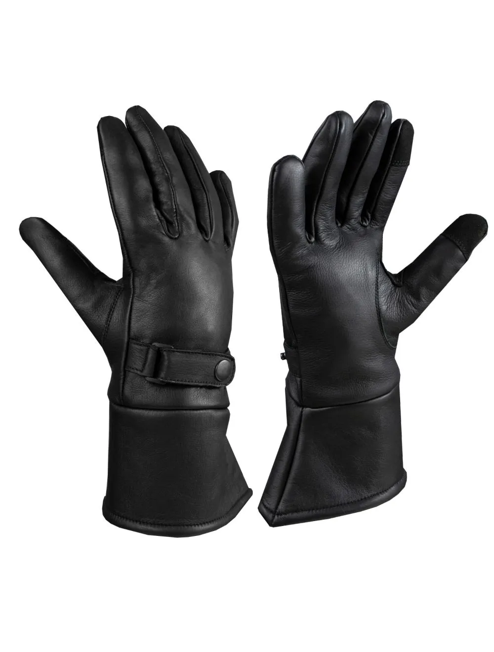 Touch Screen Sensitive Gauntlet Leather Riding Gloves with Lining