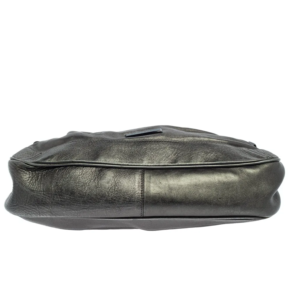 Trendy Inspired Burberry Metallic Anthracite Leather Fairby Hobo