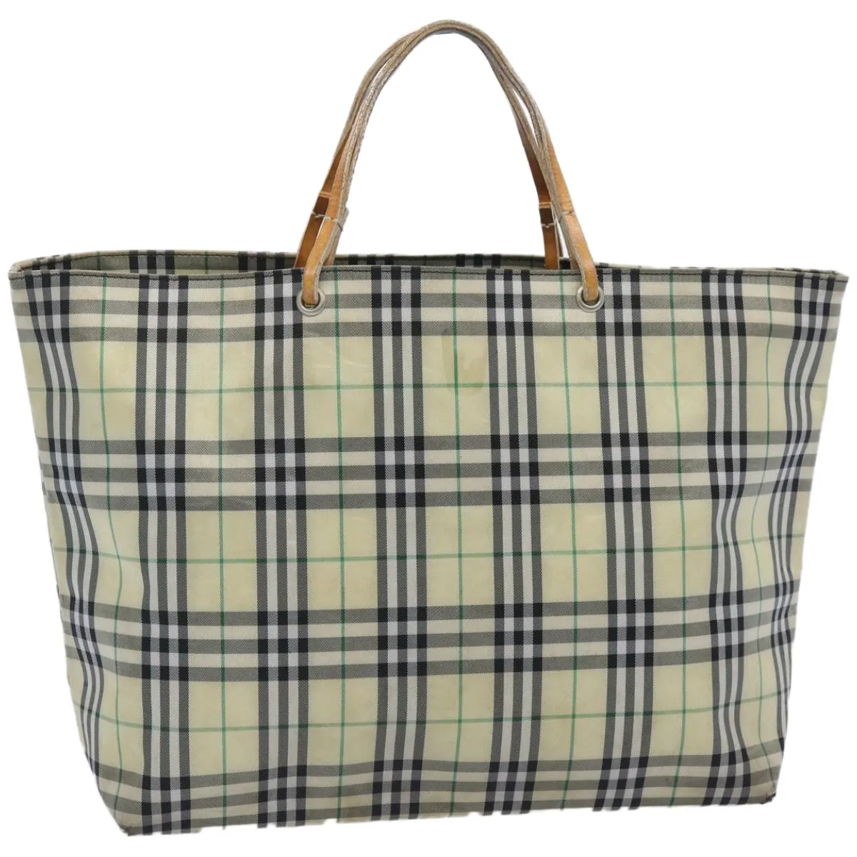 Trendy Inspired Burberry Nova Check Tote Bag Nylon Yellow Auth Ti1543