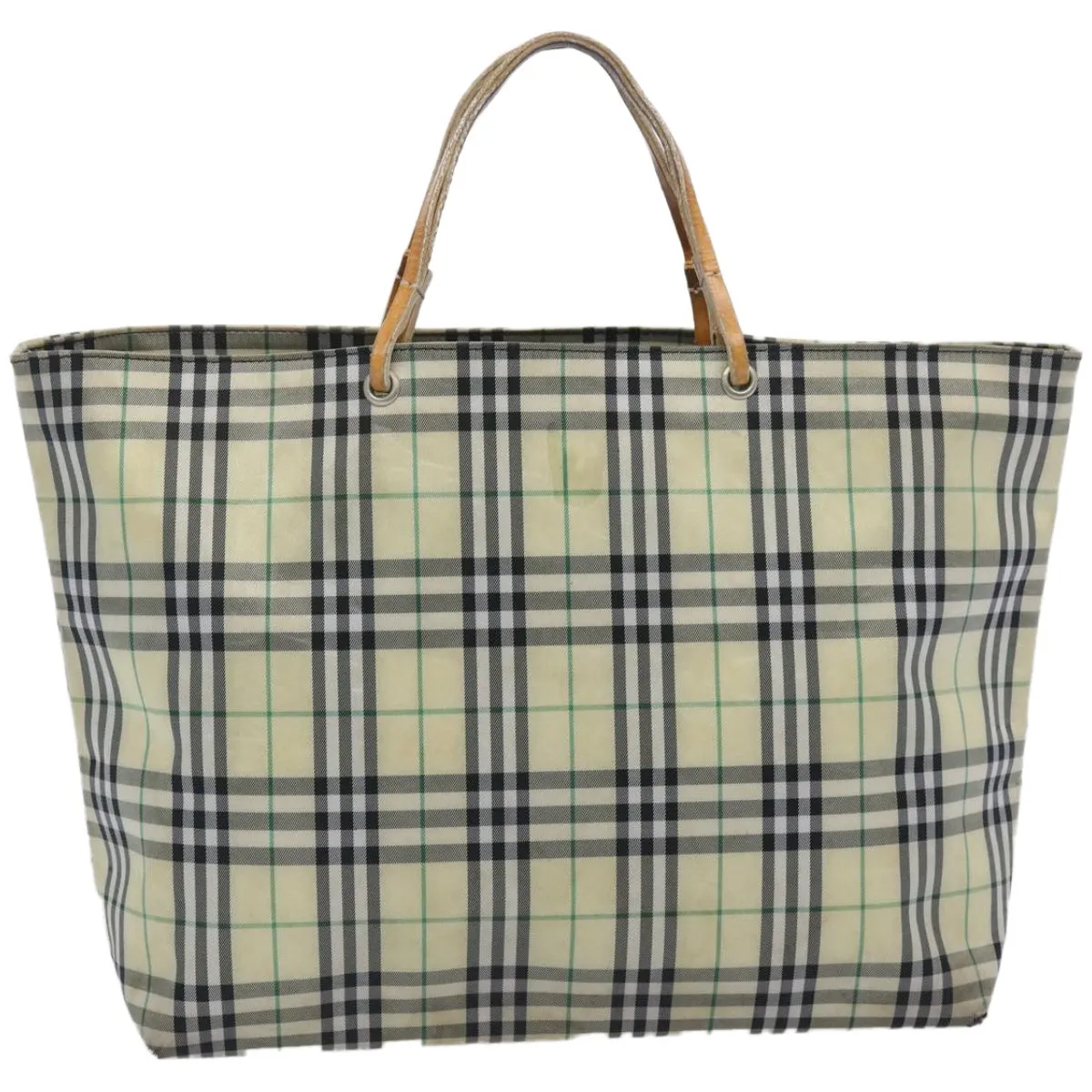 Trendy Inspired Burberry Nova Check Tote Bag Nylon Yellow Auth Ti1543