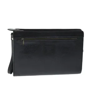 Trendy Inspired Burberryss Clutch Bag Leather Black Auth Bs14433