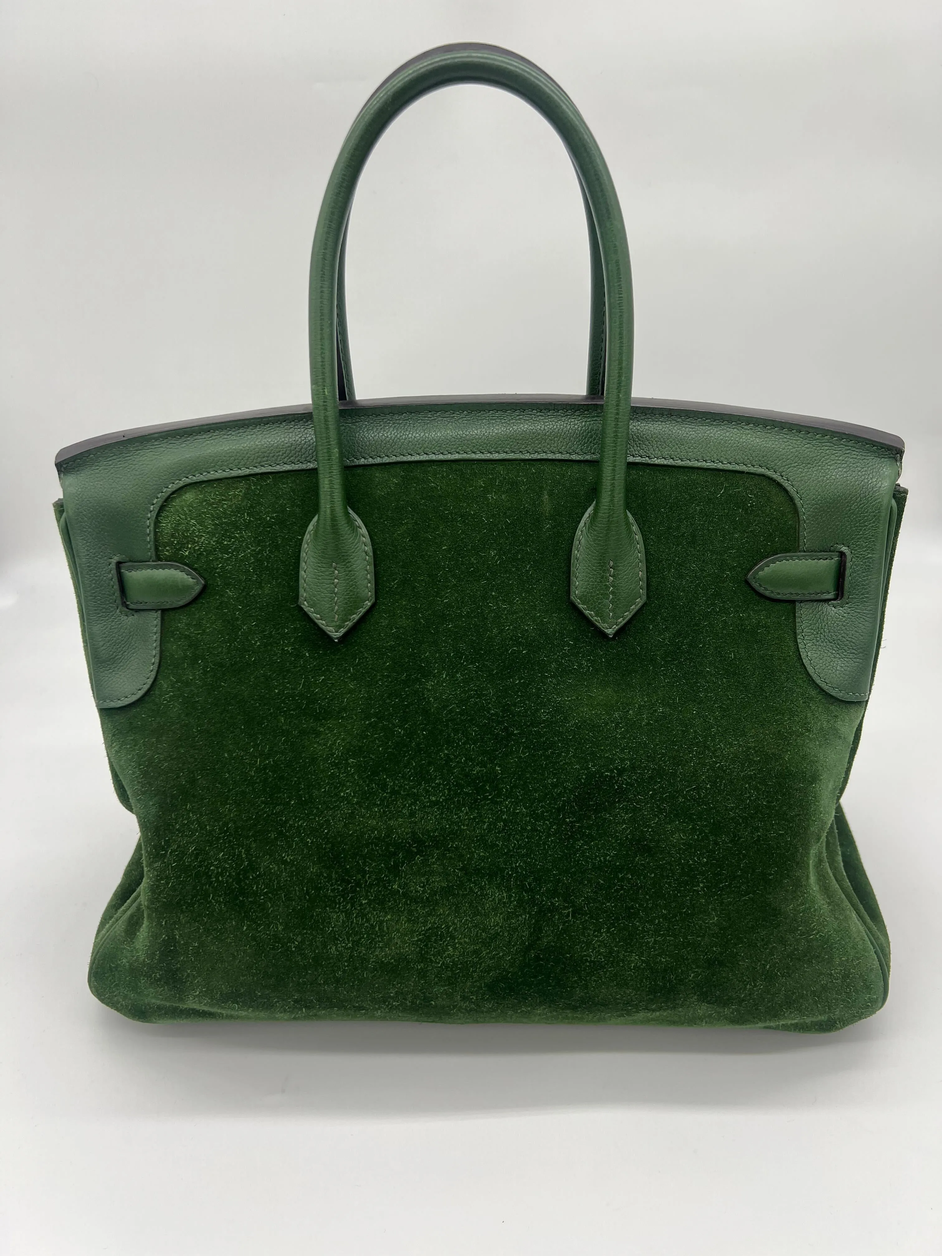 Trendy Inspired Hermes Birkin 35 Suede / Togo Green Gold Hardware