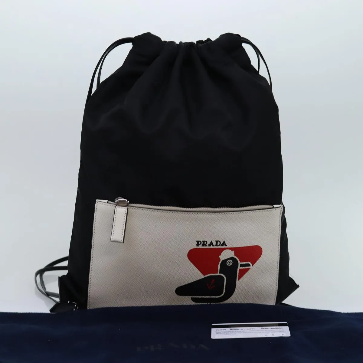 Trendy Inspired Prada Knapsack Shoulder Bag Nylon Black Auth 75427