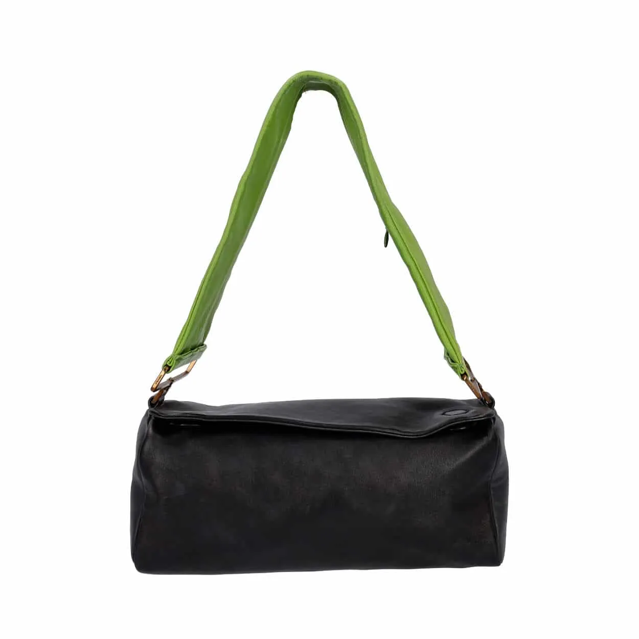 Trendy Inspired Prada Leather Shoulder Bag Black/green