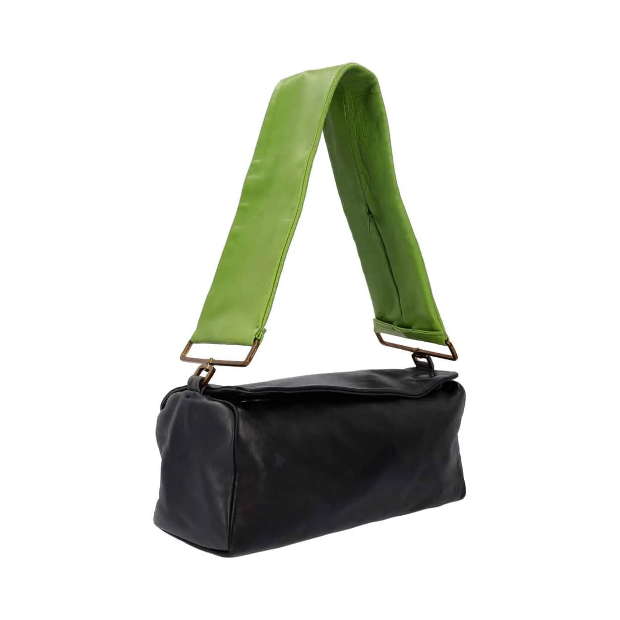 Trendy Inspired Prada Leather Shoulder Bag Black/green