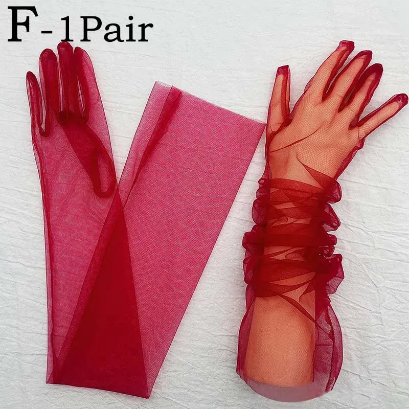 Trendy Transparent Ultra Thin Long Dress Gloves