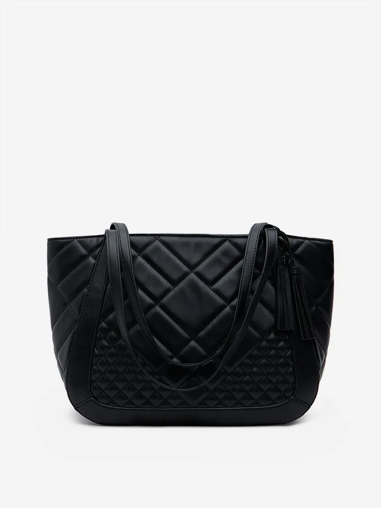 Westside Black Quilted Tote Bag