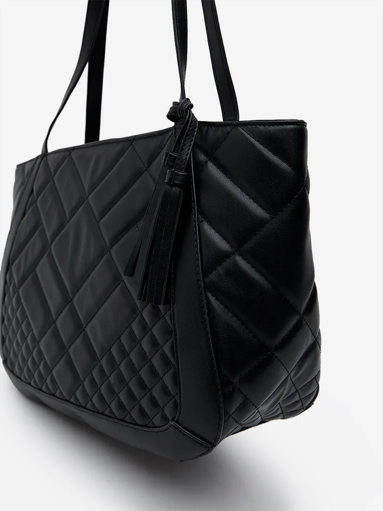 Westside Black Quilted Tote Bag