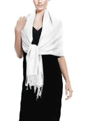 White White Pashmina Shawl Wrap Scarf