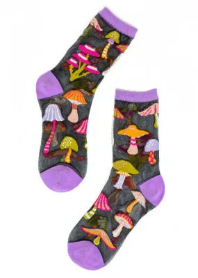 Wild Mushrooms Sheer Crew Socks