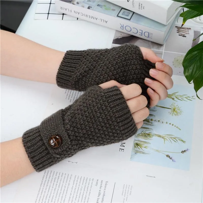 Women's Half Fingerless Acrylic Gloves - Cozy Warmth