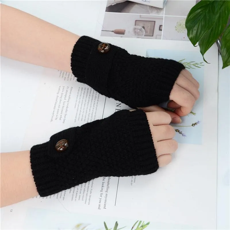 Women's Half Fingerless Acrylic Gloves - Cozy Warmth