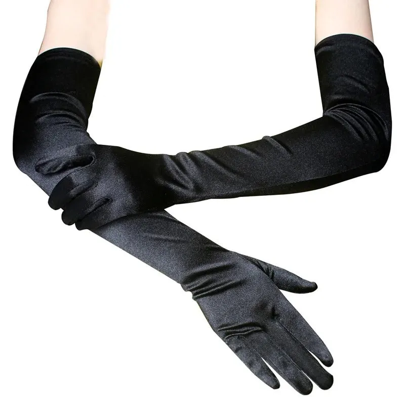 Women's Long and Fashionable Snug-fit Satin Gloves