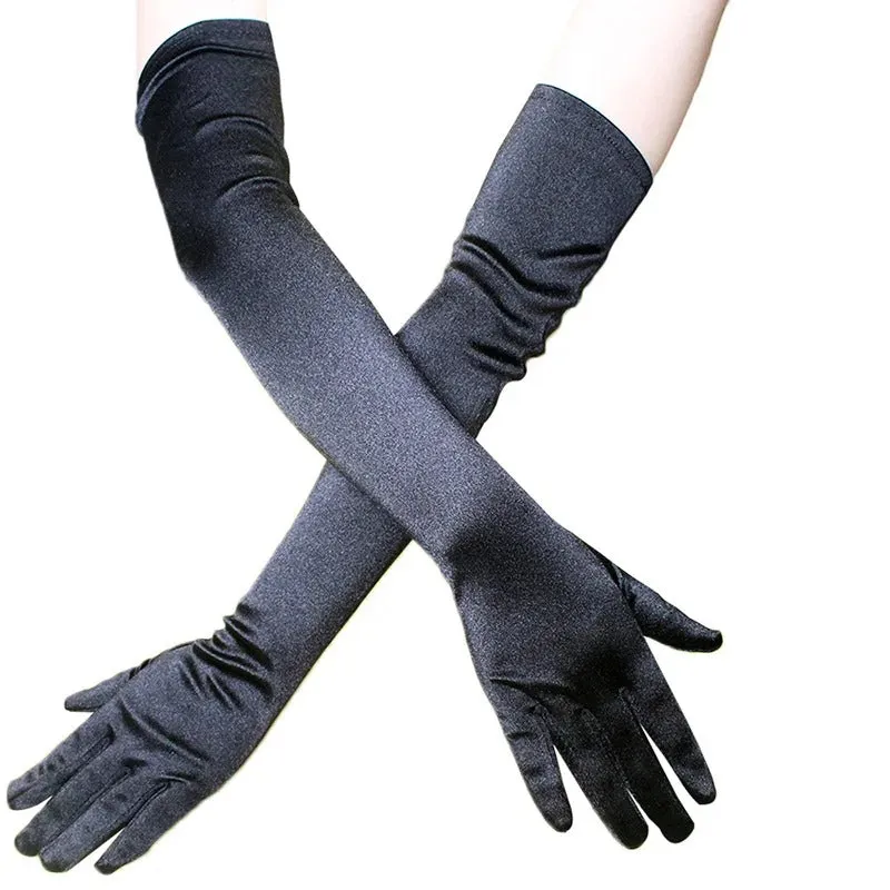 Women's Long and Fashionable Snug-fit Satin Gloves